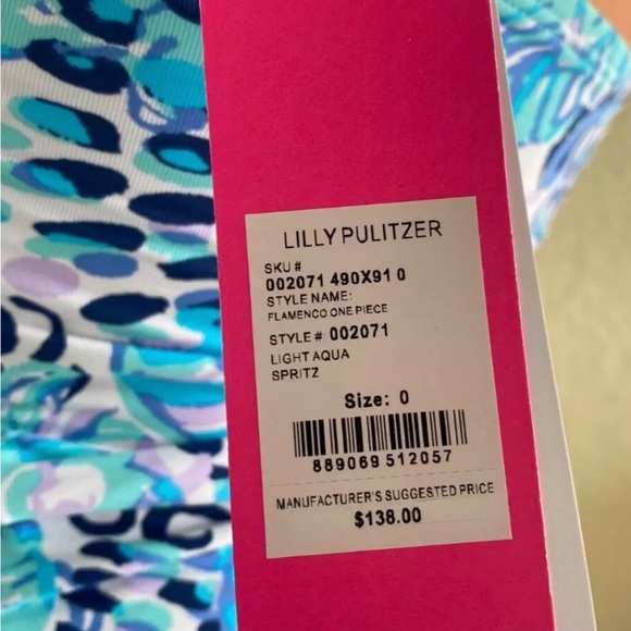 Lilly Pulitzer NWT Flamenco One Piece Swimsuit Light Aqua Spritz Size 0 - Picture 4 of 16